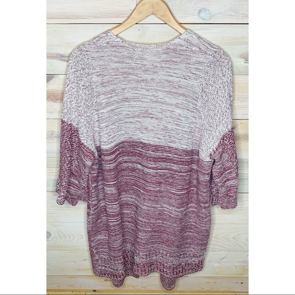 Two Tone Burgundy and Grey Heavyweight Long Duster Cardigan - Picture 4 of 6